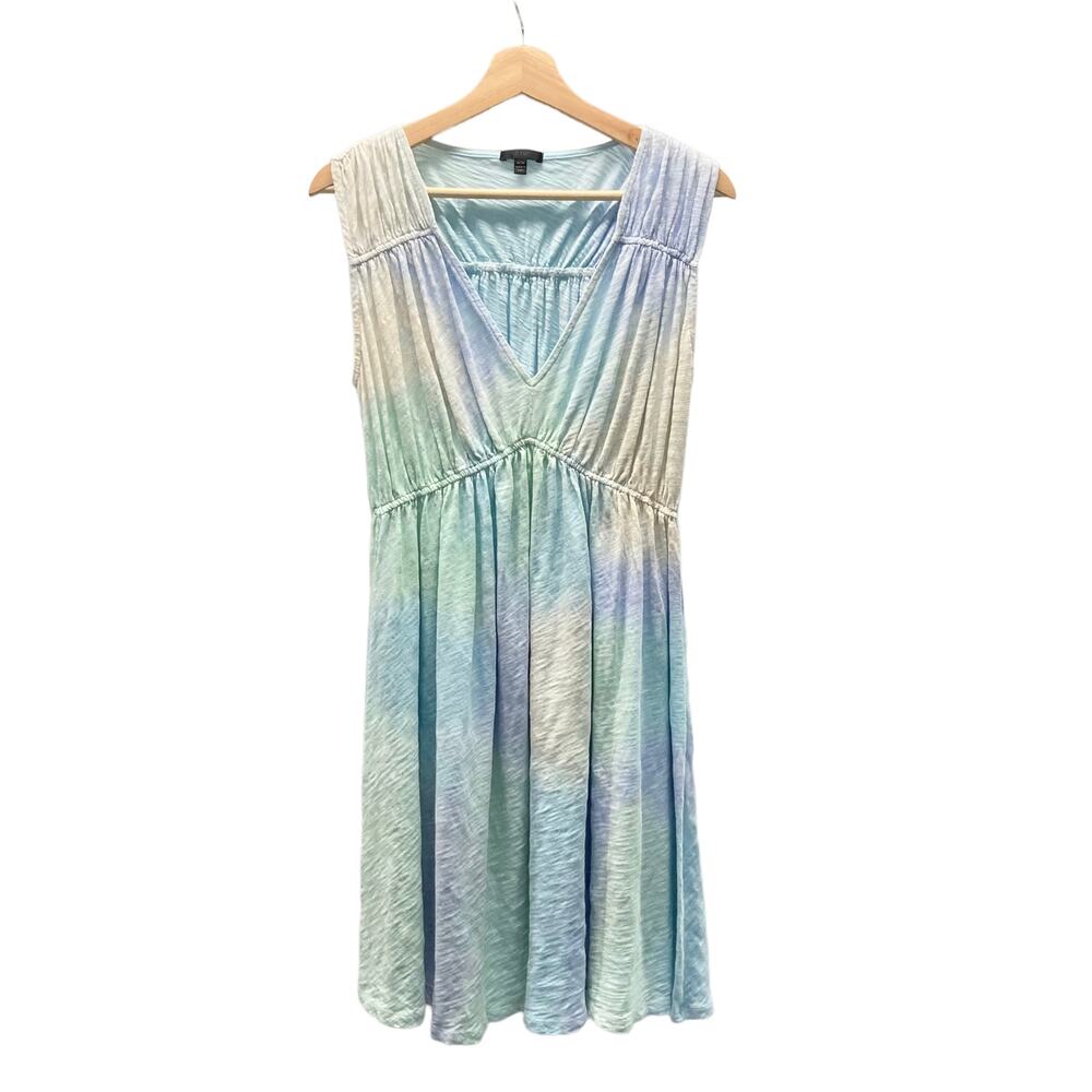 ATM Anthony Thomas Melillo Tie Dye 100% Cotton Blue Flounce Dress